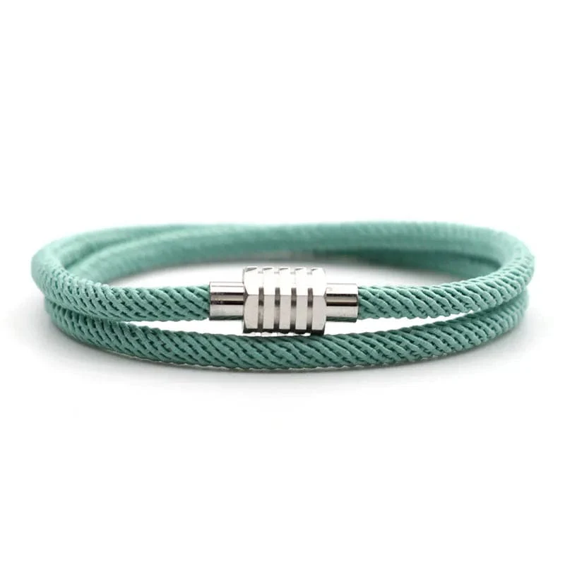 Neu Glück Roten Faden Armband Homme Weibliche Unfading Edelstahl Braslet Abstand Magnet Braclet Geschenk Für Liebhaber Pulseira
