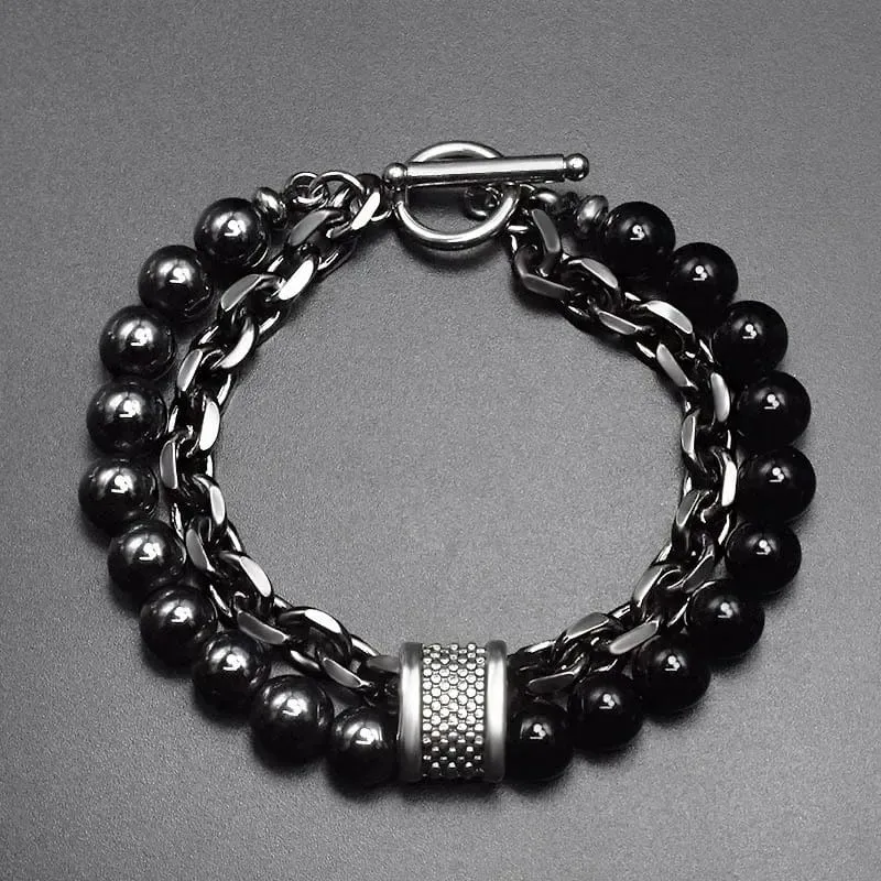 Neue 2020 männer der Tiger Auge Stein Perlen Armband Edelstahl Gunmetal Link Kette Yoga Armband Männlichen Schmuck Dropshipping