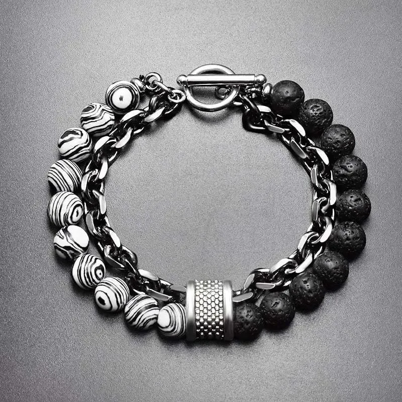 Neue 2020 männer der Tiger Auge Stein Perlen Armband Edelstahl Gunmetal Link Kette Yoga Armband Männlichen Schmuck Dropshipping
