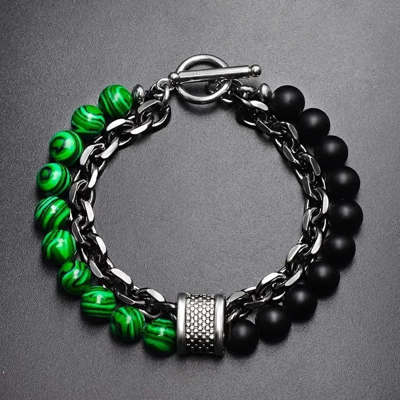 Neue 2020 männer der Tiger Auge Stein Perlen Armband Edelstahl Gunmetal Link Kette Yoga Armband Männlichen Schmuck Dropshipping