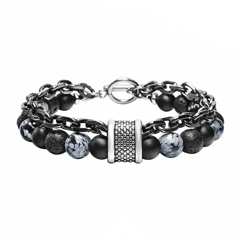 Neue 2020 männer der Tiger Auge Stein Perlen Armband Edelstahl Gunmetal Link Kette Yoga Armband Männlichen Schmuck Dropshipping