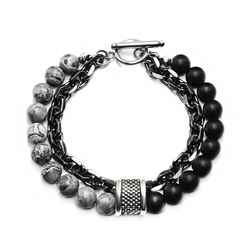 Neue 2020 männer der Tiger Auge Stein Perlen Armband Edelstahl Gunmetal Link Kette Yoga Armband Männlichen Schmuck Dropshipping