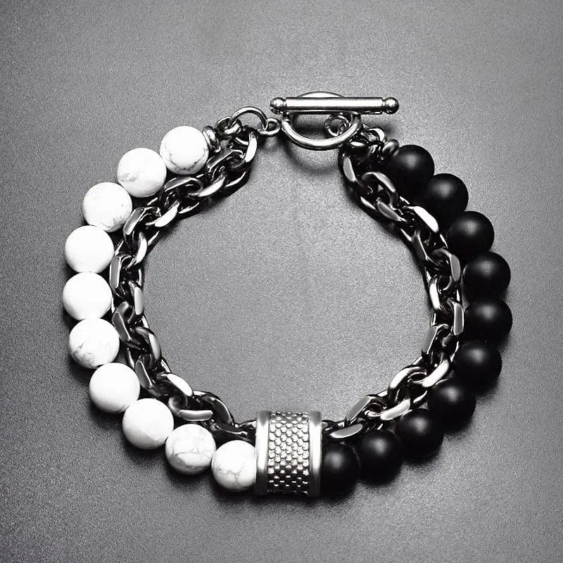 Neue 2020 männer der Tiger Auge Stein Perlen Armband Edelstahl Gunmetal Link Kette Yoga Armband Männlichen Schmuck Dropshipping