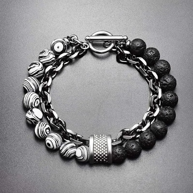Neue 2020 männer der Tiger Auge Stein Perlen Armband Edelstahl Gunmetal Link Kette Yoga Armband Männlichen Schmuck Dropshipping