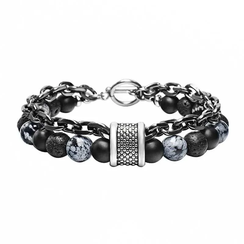 Neue 2020 männer der Tiger Auge Stein Perlen Armband Edelstahl Gunmetal Link Kette Yoga Armband Männlichen Schmuck Dropshipping