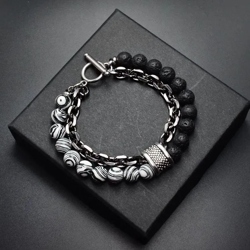 Neue 2020 männer der Tiger Auge Stein Perlen Armband Edelstahl Gunmetal Link Kette Yoga Armband Männlichen Schmuck Dropshipping