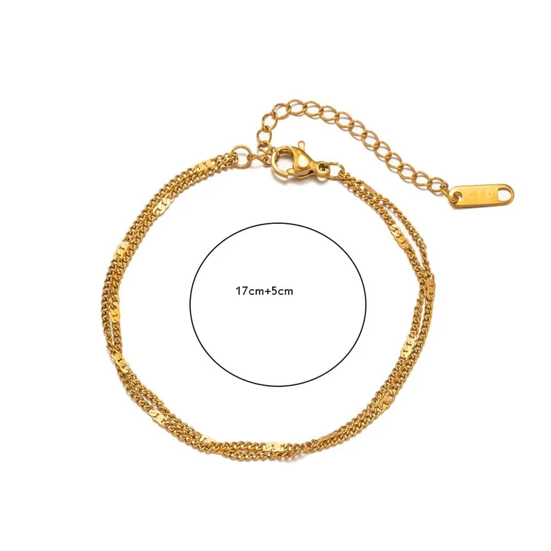 Edelstahl Doppel-Schicht Kette Armband Für Frauen Einfach Shiny Armband Korea Student Hand Zubehör