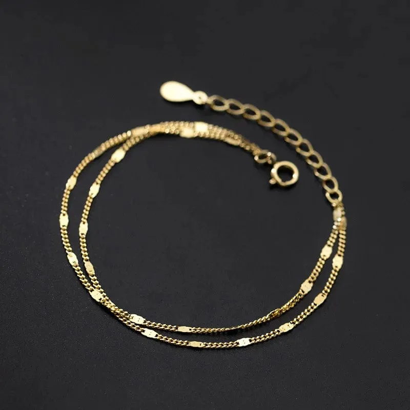 Edelstahl Doppel-Schicht Kette Armband Für Frauen Einfach Shiny Armband Korea Student Hand Zubehör