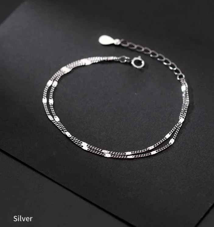 Edelstahl Doppel-Schicht Kette Armband Für Frauen Einfach Shiny Armband Korea Student Hand Zubehör