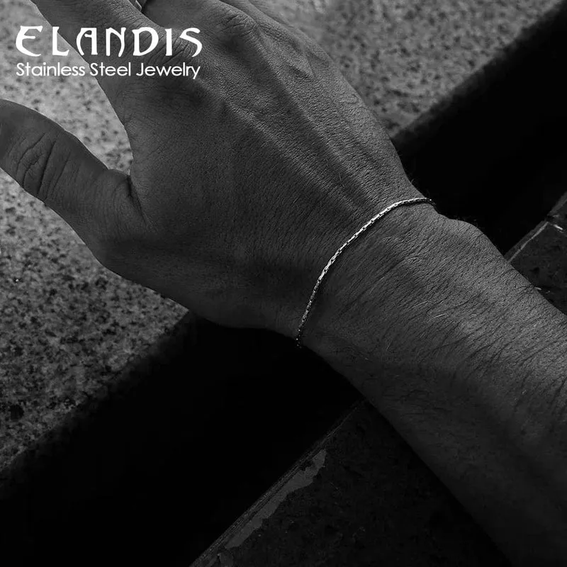 ELANDIS männer edelstahl Wasserdicht Weiß gold Armband Nicht Verlieren farbe Schmuck Armband Großhandel Direkt Marketing