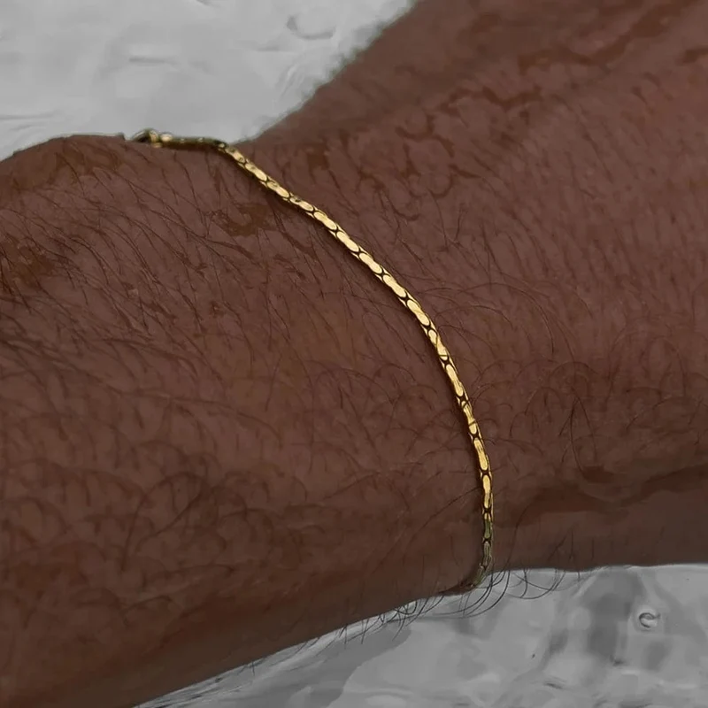 ELANDIS männer edelstahl Wasserdicht Weiß gold Armband Nicht Verlieren farbe Schmuck Armband Großhandel Direkt Marketing