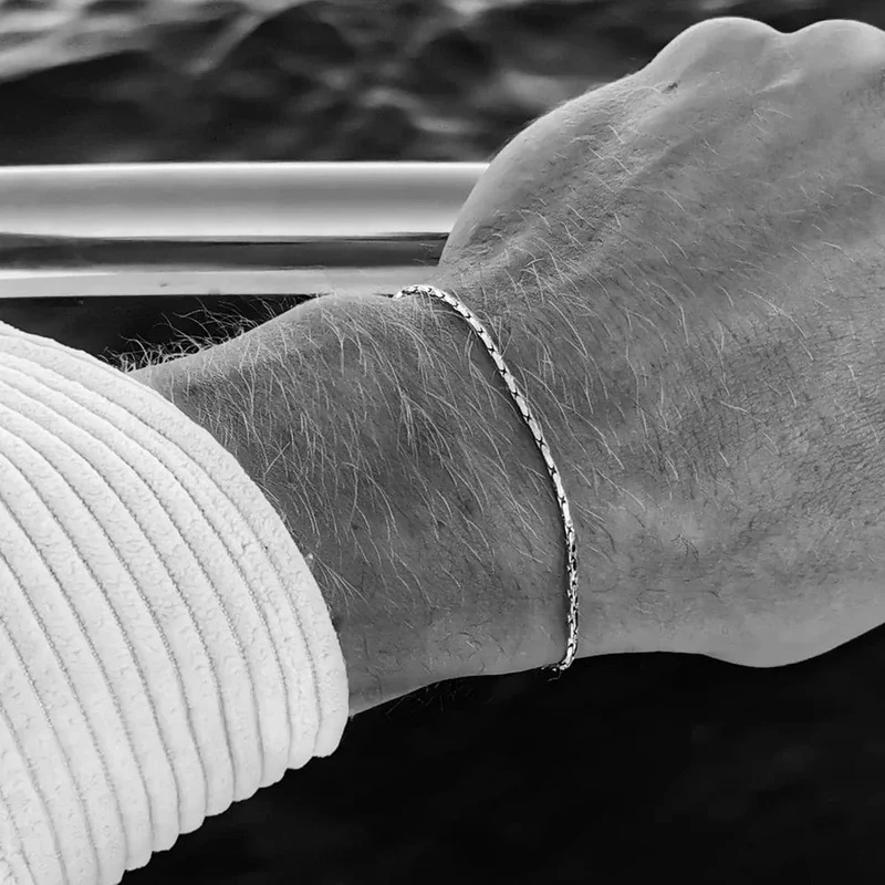 ELANDIS männer edelstahl Wasserdicht Weiß gold Armband Nicht Verlieren farbe Schmuck Armband Großhandel Direkt Marketing