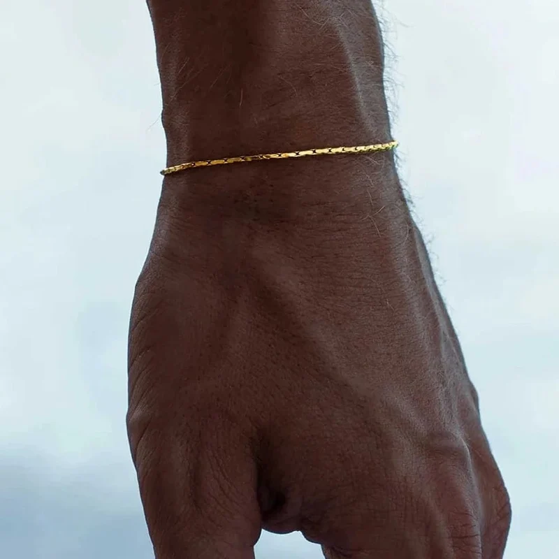ELANDIS männer edelstahl Wasserdicht Weiß gold Armband Nicht Verlieren farbe Schmuck Armband Großhandel Direkt Marketing