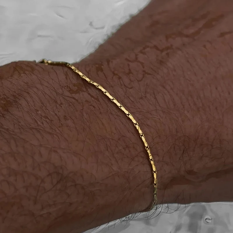 ELANDIS männer edelstahl Wasserdicht Weiß gold Armband Nicht Verlieren farbe Schmuck Armband Großhandel Direkt Marketing