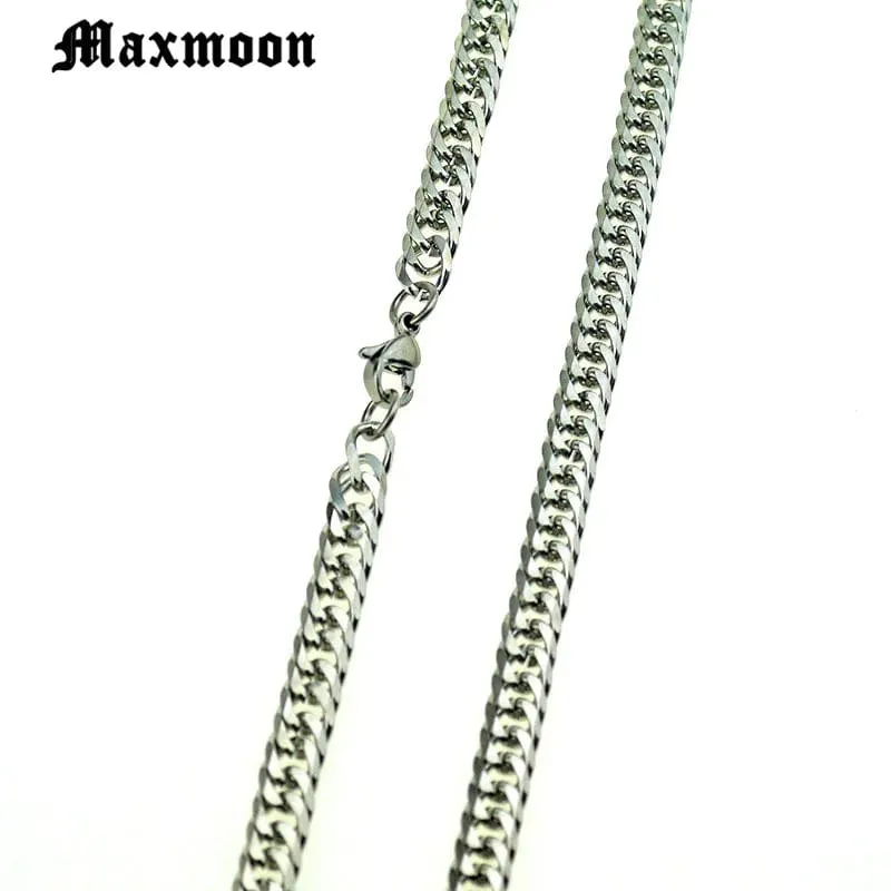 Maxmoon Miami Cuban Edelstahl Kette Armbänder Männer 7mm Flache Curb Armband Hip Hop Rock Sport Schmuck Anpassen Großhandel