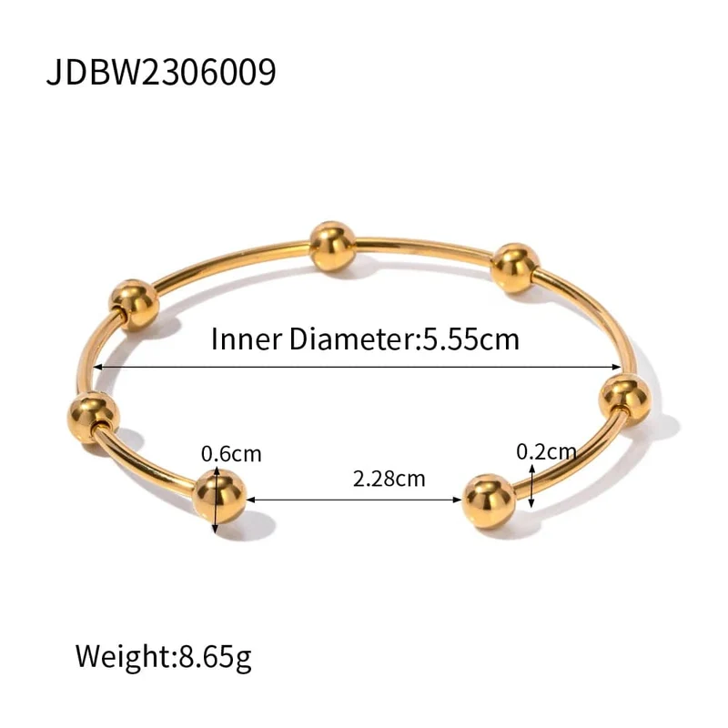 Uworld18k vergoldete Edelstahlarmbänder, Schmuck, wasserdicht, mehrere runde Kugeln, offene Armreifen für Frauen und Männer