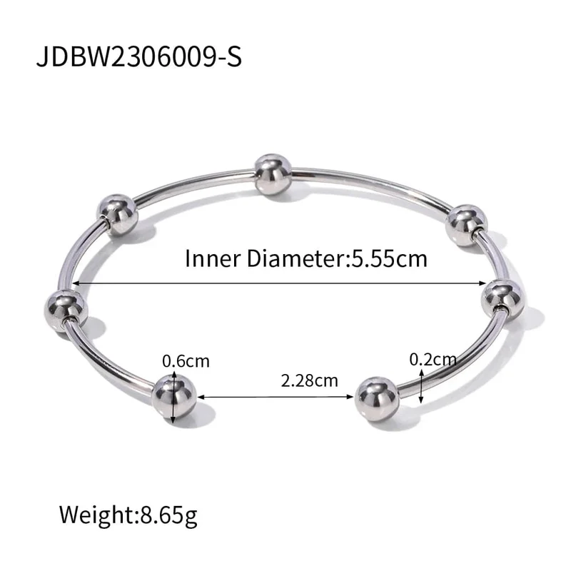 Uworld18k vergoldete Edelstahlarmbänder, Schmuck, wasserdicht, mehrere runde Kugeln, offene Armreifen für Frauen und Männer