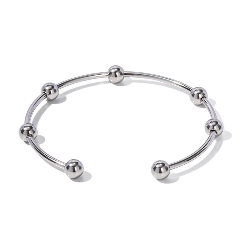Uworld18k vergoldete Edelstahlarmbänder, Schmuck, wasserdicht, mehrere runde Kugeln, offene Armreifen für Frauen und Männer