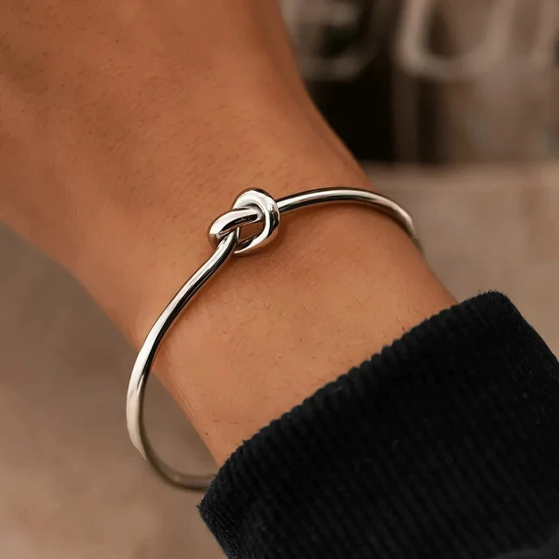 Edelstahl Armbänder Vintage Herrenmode Woven Twist Texture Armreifen Für Frauen Schmuck Statement Streetwear Goth Geschenke