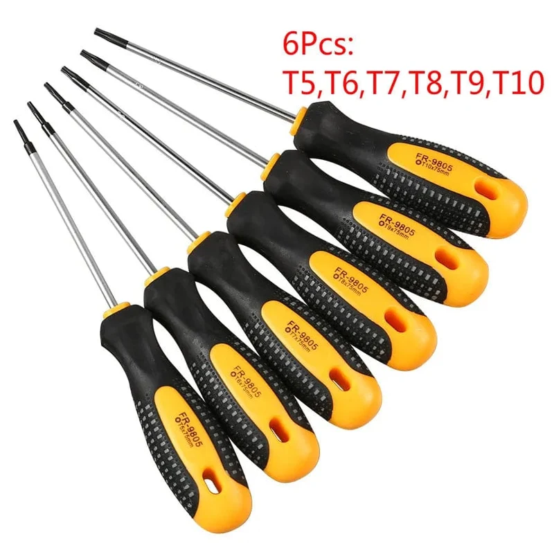 CR-V Sicherheitsloch Torx-Schraubendreher-Kombinationssatz Magnetischer Schraubendreher-Bit T5-t30 Kit Für Telefon-Computer-Reparatur-Handwerkzeug