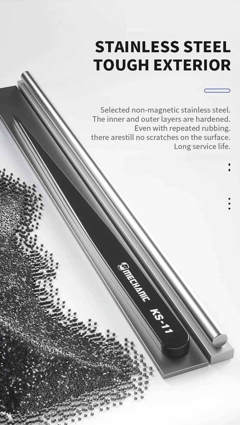 MECHANIC KS-11 Handpolierte Jumper-Pinzette, nicht magnetisch, 0.008 mm Spitze, Präzisions-Edelstahl, manuelles Reparaturwerkzeug für Mobiltelefone