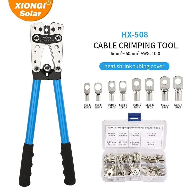 Crimpzange, Rohrklemmen-Crimpzange, Sechskant-Crimpwerkzeug, Multitool, Batteriekabelschuh, Kabelhandwerkzeuge HX-50B 6-50mm² AWG 10-0