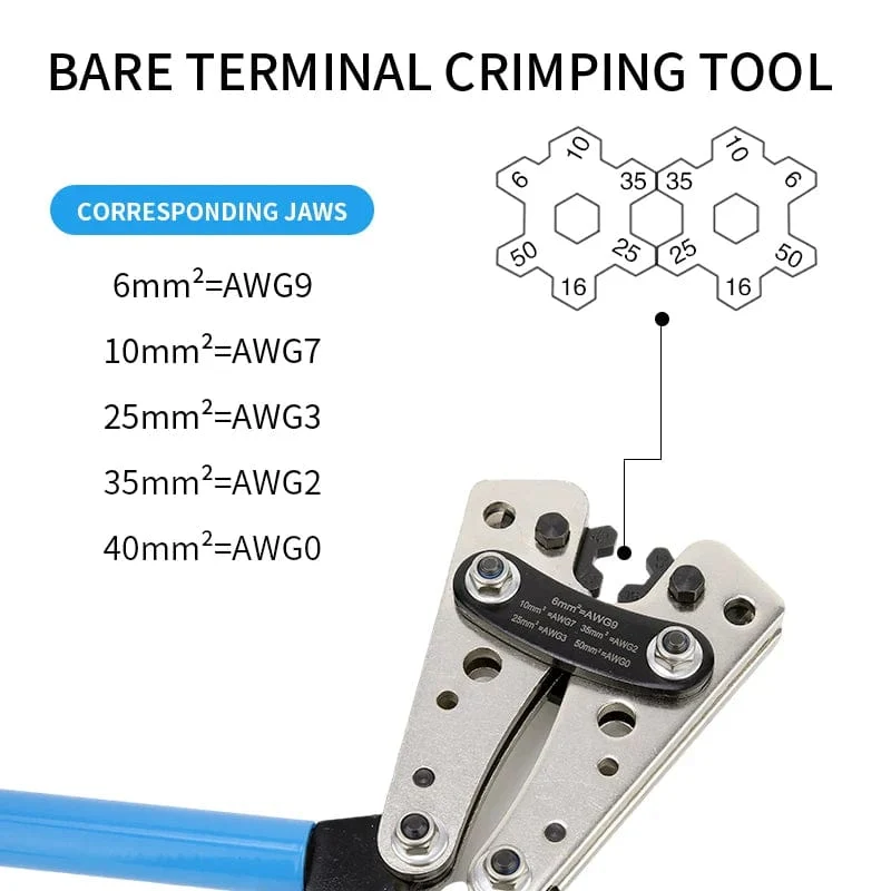 Crimpzange, Rohrklemmen-Crimpzange, Sechskant-Crimpwerkzeug, Multitool, Batteriekabelschuh, Kabelhandwerkzeuge HX-50B 6-50mm² AWG 10-0
