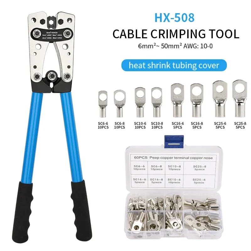 Crimpzange, Rohrklemmen-Crimpzange, Sechskant-Crimpwerkzeug, Multitool, Batteriekabelschuh, Kabelhandwerkzeuge HX-50B 6-50mm² AWG 10-0