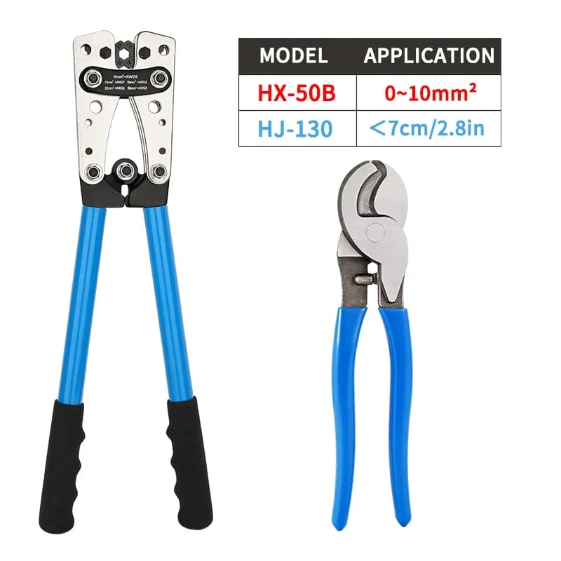 Crimpzange, Rohrklemmen-Crimpzange, Sechskant-Crimpwerkzeug, Multitool, Batteriekabelschuh, Kabelhandwerkzeuge HX-50B 6-50mm² AWG 10-0