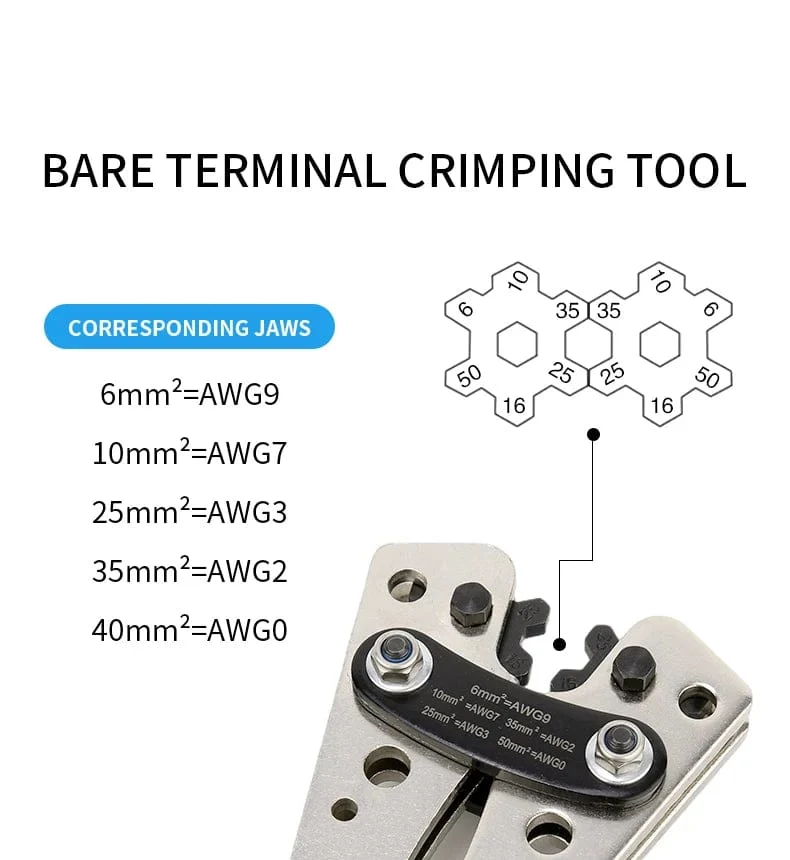 Crimpzange, Rohrklemmen-Crimpzange, Sechskant-Crimpwerkzeug, Multitool, Batteriekabelschuh, Kabelhandwerkzeuge HX-50B 6-50mm² AWG 10-0