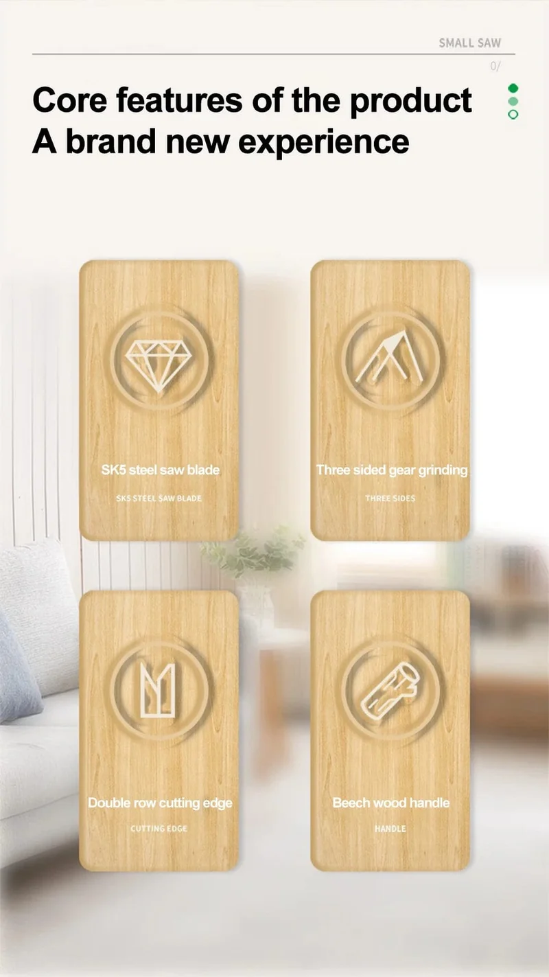 Handsäge im japanischen Stil, ein-/doppelseitige Holzsäge mit feiner Zahnung, SK5-Stahl, flexible Handsäge, Garten-Handwerkzeug für die Holzbearbeitung