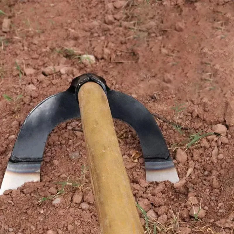 Hohlhacke, Unkrautrechen, arbeitssparendes Unkrautjäten und Auflockern des Bodens, Artefaktegge, handgeführte Unkrauthacke aus Stahl, Hacke, landwirtschaftliches Gartenwerkzeug