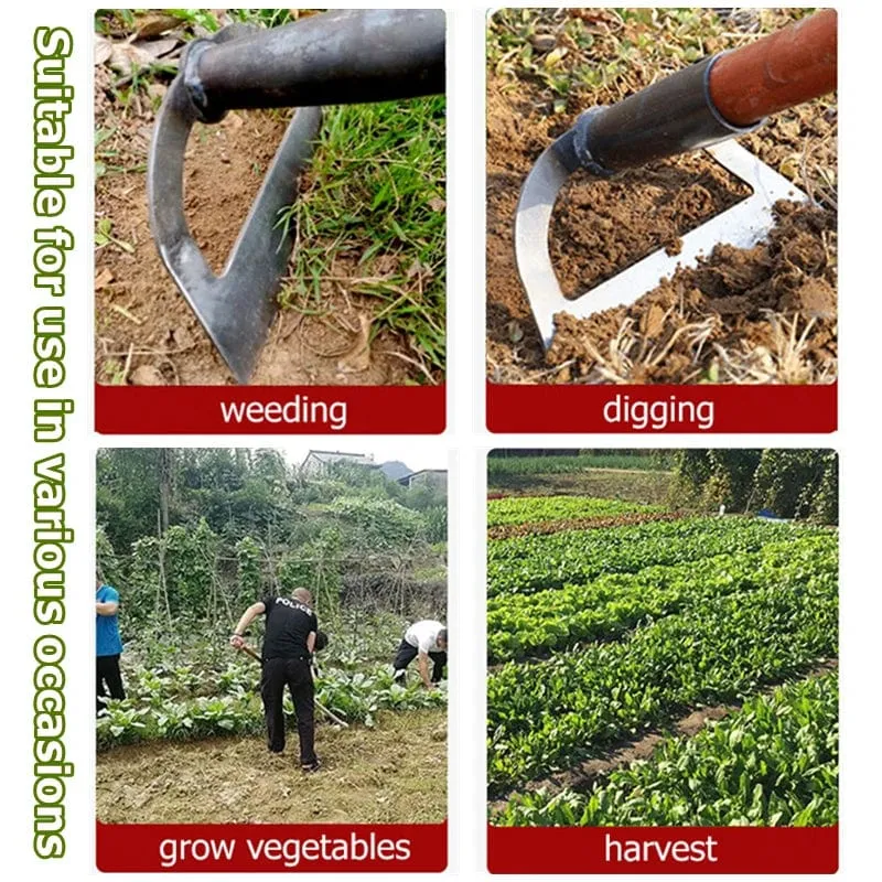 Hohlhacke, Unkrautrechen, arbeitssparendes Unkrautjäten und Auflockern des Bodens, Artefaktegge, handgeführte Unkrauthacke aus Stahl, Hacke, landwirtschaftliches Gartenwerkzeug