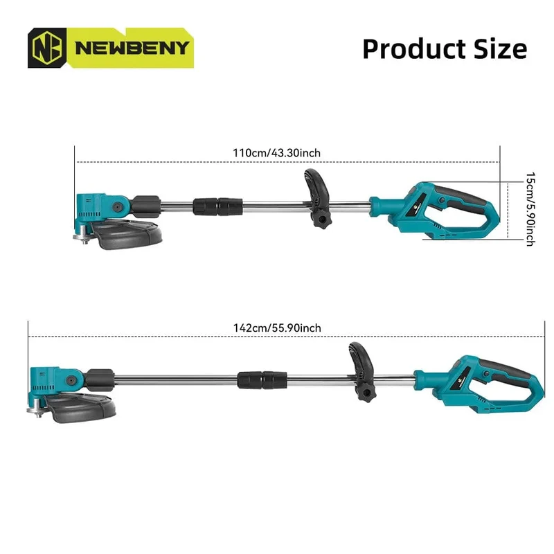 NEWBENY 9 Zoll bürstenloser elektrischer Rasenmäher mit Digitalanzeige, kabellose wiederaufladbare Garten-Jätwerkzeuge für Makita 18V-Batterie