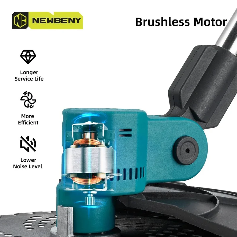 NEWBENY 9 Zoll bürstenloser elektrischer Rasenmäher mit Digitalanzeige, kabellose wiederaufladbare Garten-Jätwerkzeuge für Makita 18V-Batterie