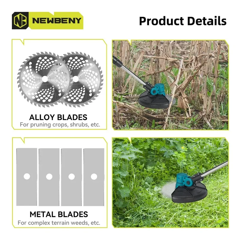 NEWBENY 9 Zoll bürstenloser elektrischer Rasenmäher mit Digitalanzeige, kabellose wiederaufladbare Garten-Jätwerkzeuge für Makita 18V-Batterie