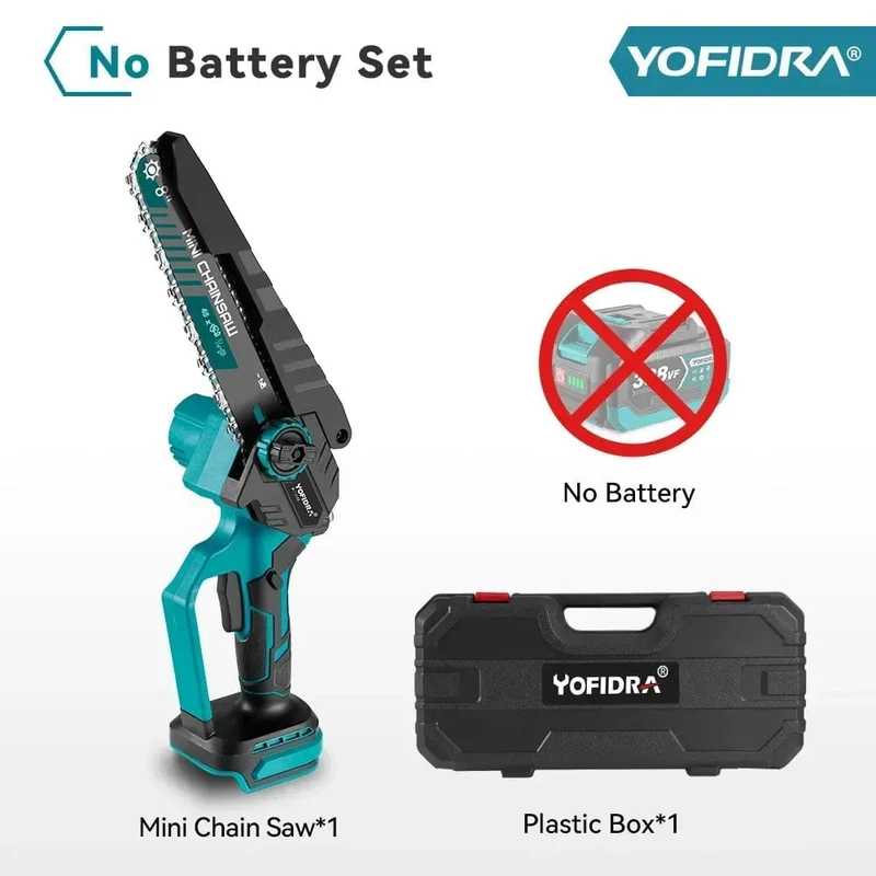 Yofidra bürstenlose elektrische Kettensäge, 8 cm, kabellos, wiederaufladbar, für die Holzbearbeitung, Garten-Astsäge, Werkzeug für Makita 18-V-Akku