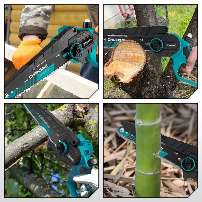 Yofidra bürstenlose elektrische Kettensäge, 8 cm, kabellos, wiederaufladbar, für die Holzbearbeitung, Garten-Astsäge, Werkzeug für Makita 18-V-Akku