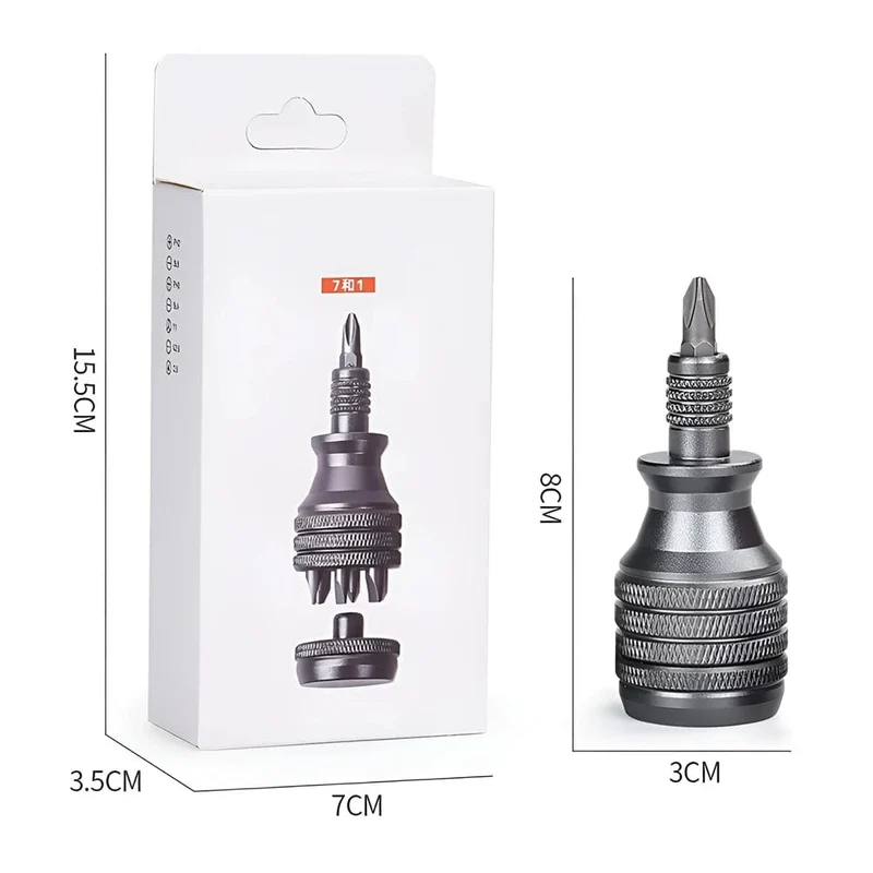 Präzisions-Mini-Schraubendreher 7 in 1, Titan-Schraubendreher, 1/4 Zoll, magnetischer Phillips-Torx-Schraubendreher-Bit-Satz, Heimreparaturwerkzeug