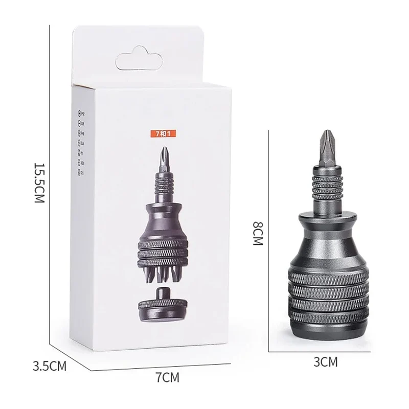 Präzisions-Mini-Schraubendreher 7 in 1, Titan-Schraubendreher, 1/4 Zoll, magnetischer Phillips-Torx-Schraubendreher-Bit-Satz, Heimreparaturwerkzeug