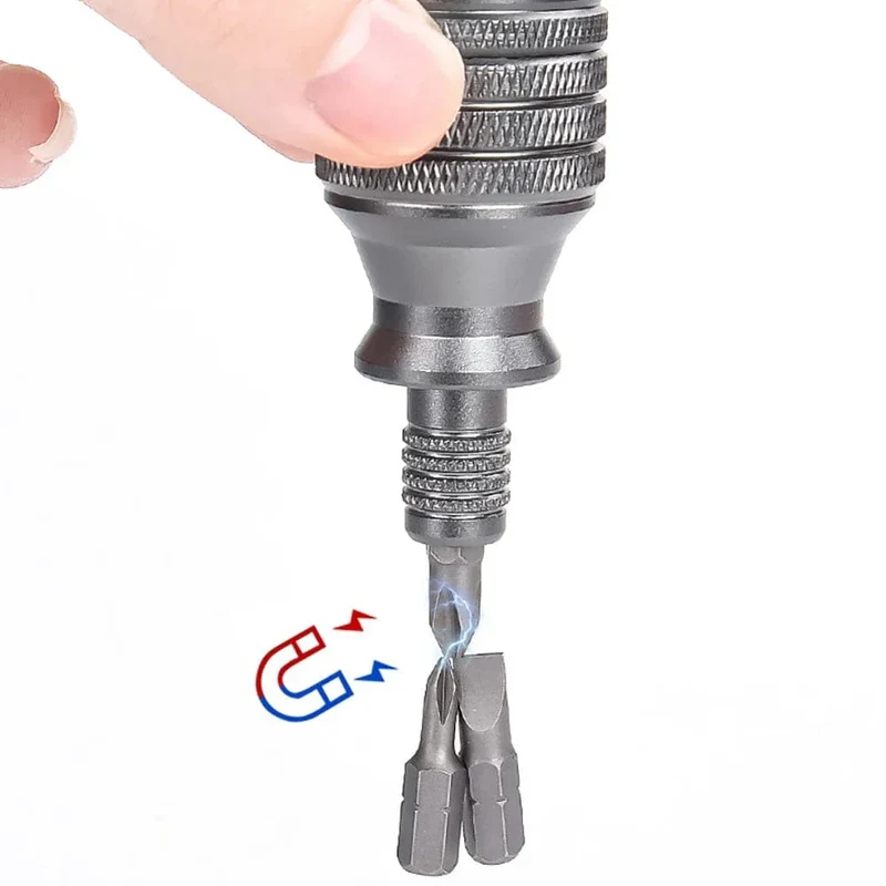 Präzisions-Mini-Schraubendreher 7 in 1, Titan-Schraubendreher, 1/4 Zoll, magnetischer Phillips-Torx-Schraubendreher-Bit-Satz, Heimreparaturwerkzeug