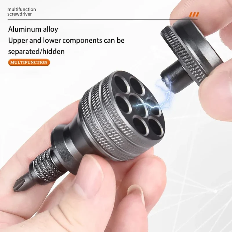 Präzisions-Mini-Schraubendreher 7 in 1, Titan-Schraubendreher, 1/4 Zoll, magnetischer Phillips-Torx-Schraubendreher-Bit-Satz, Heimreparaturwerkzeug