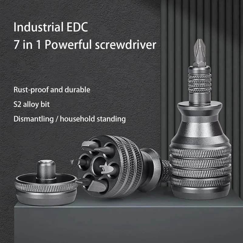 Präzisions-Mini-Schraubendreher 7 in 1, Titan-Schraubendreher, 1/4 Zoll, magnetischer Phillips-Torx-Schraubendreher-Bit-Satz, Heimreparaturwerkzeug