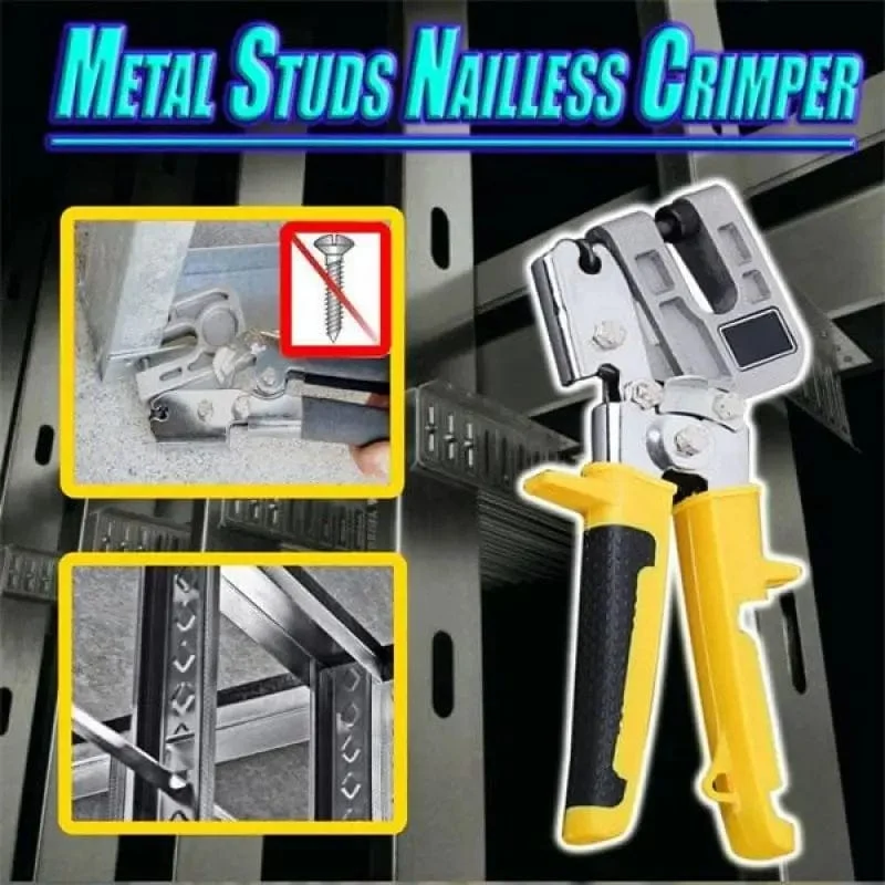 Crimpzange für Metallbolzen, Aluminiumlegierung, Deckenstanzzange, Gips- und Trockenbauwerkzeuge zum Befestigen von Metall, Zweihand-Kielzange