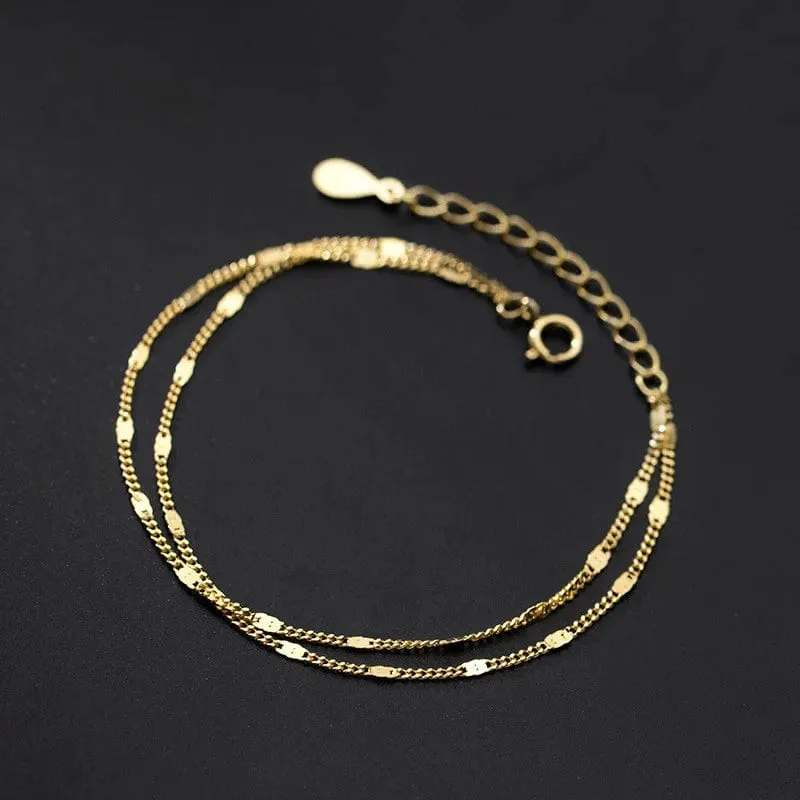 Edelstahl Doppel Schichten Einfache Armband für Frauen Temperament Elegante Süße Link Kette Armband Schmuck geschenk