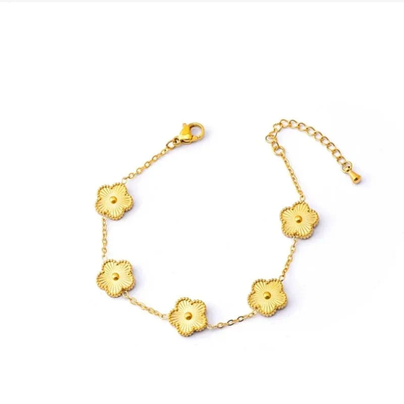 Luxus Edelstahl Armband Frauen Einstellbare Fünf Blume Armbänder für Frauen Clover Neue Mode Schmuck Zubehör Geschenke