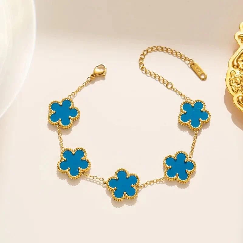 Luxus Edelstahl Armband Frauen Einstellbare Fünf Blume Armbänder für Frauen Clover Neue Mode Schmuck Zubehör Geschenke