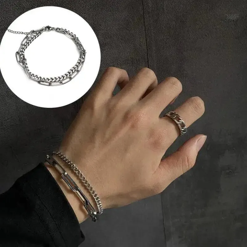 2 stücke Punk Silber Farbe Kette Paar Armband Für Frauen Edelstahl Romantische Magnet Männer Gepaart Dinge Mode Schmuck Pulsera
