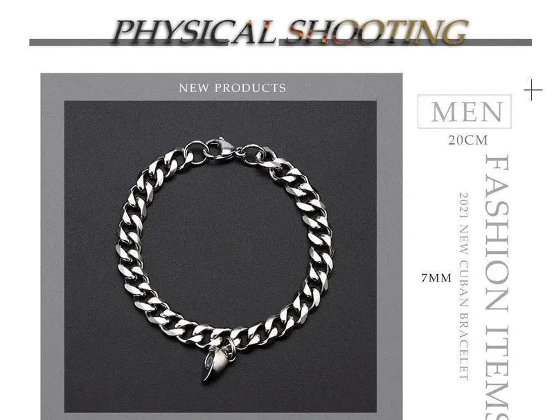 2 stücke Punk Silber Farbe Kette Paar Armband Für Frauen Edelstahl Romantische Magnet Männer Gepaart Dinge Mode Schmuck Pulsera