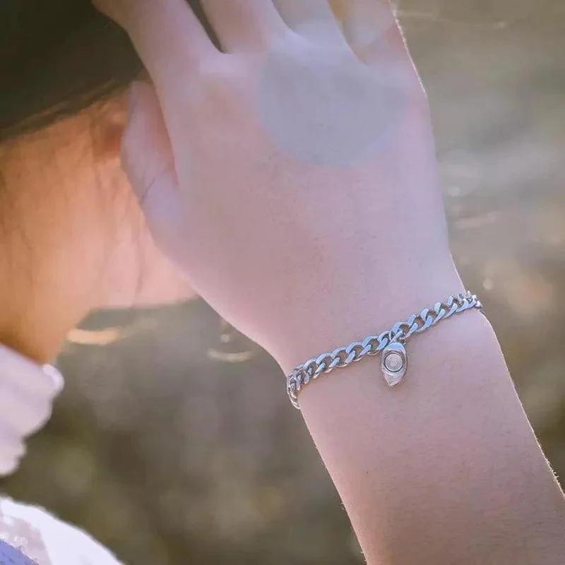 2 stücke Punk Silber Farbe Kette Paar Armband Für Frauen Edelstahl Romantische Magnet Männer Gepaart Dinge Mode Schmuck Pulsera